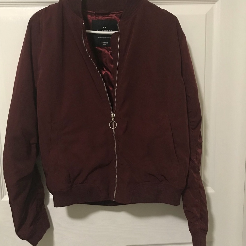 Cotton On Burgundy Bomber sz 10